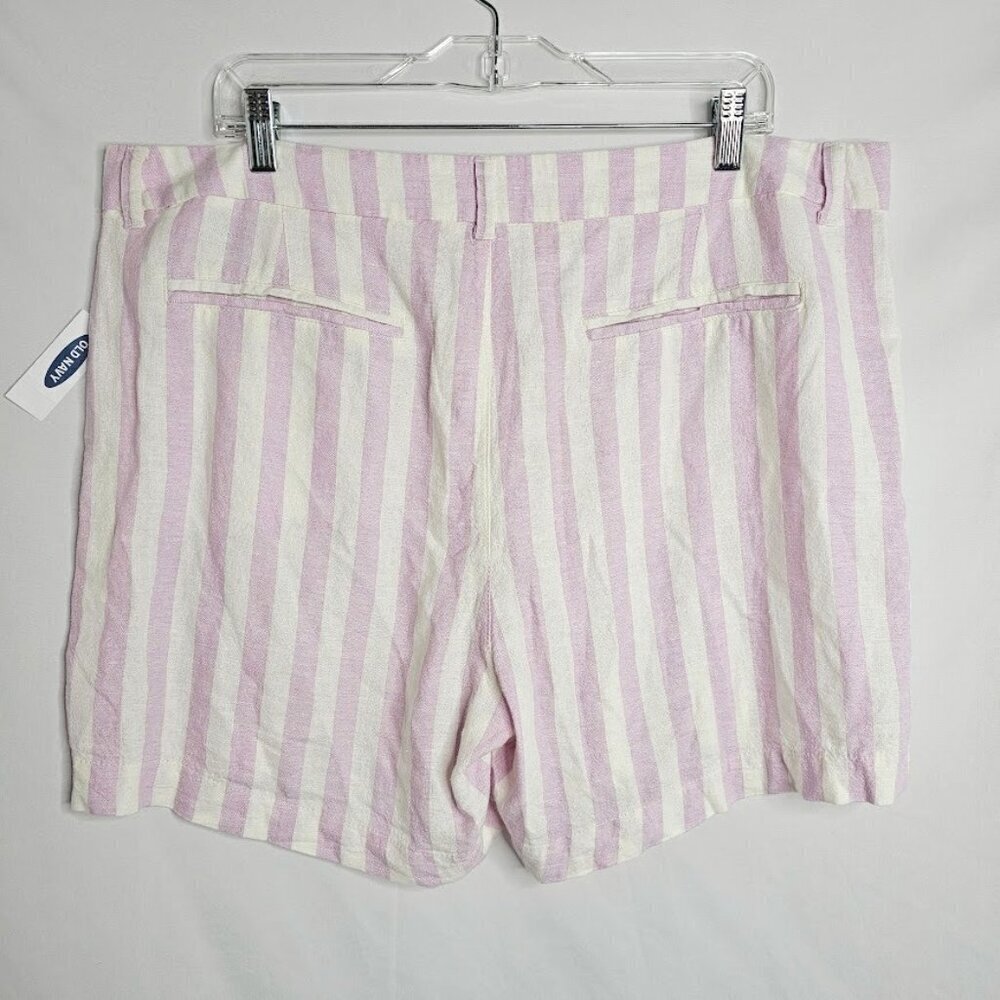 NWT OLD NAVY Linen Everyday Shorts size 16 PURPLE WHITE STRIPE Resort Beachy - Picture 7 of 7